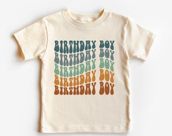 Birthday boy t shirt, birthday gift for boys, retro wavy birthday boy shirt, retro kids shirt