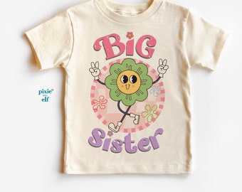 Big Sister Groovy T shirt, promoted to big sister tee, soon to be a big sister, pregnancy announcement shirt, retro sister t shirt