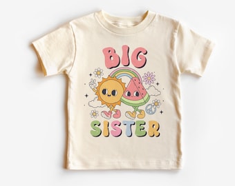 Big Sister Groovy T shirt, promoted to big sister tee, soon to be a big sister, pregnancy announcement shirt, retro sister t shirt