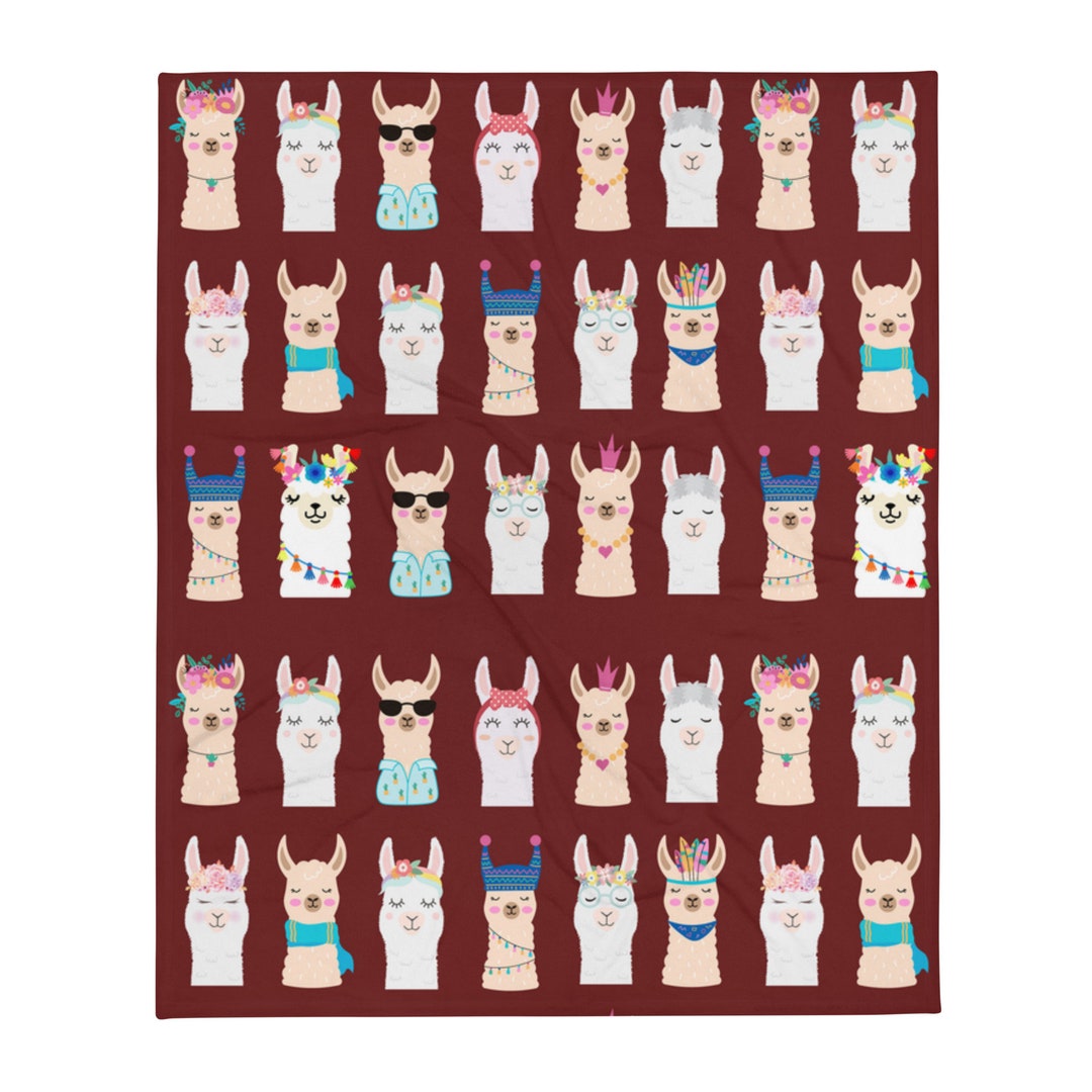 Llama Blankets Llama Printed Throws Llama Theme - Etsy Australia