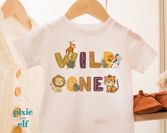 Safari-tröja för djungeldjur, djungeldjurens första födelsedag-t-shirt, djurparksdjurens födelsedagsoutfit, första födelsedagspresent, barnfödelsedagsbody