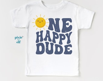 One happy dude shirt, kids first birthday outfit, one t shirt, retro toddler birthday shirt, gift for first birthday