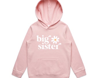 Big Sister flower in pink  hoodie, promoted big big sister sweatshirt,  Surprise Pregnancy hoodie, Kids  printed jumper