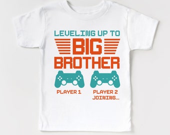 Big Brother Player two joining T shirt, Pregnancy announcement Shirt, Promoted Bro Shirt, Retro Toddler Shirt, Gamer Brother shirt