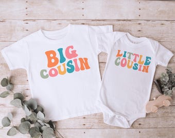 Big Cousin and Little cousin matching set, baby cousin announcement shirt, matching cousin tee, pregnancy announcement onepiece