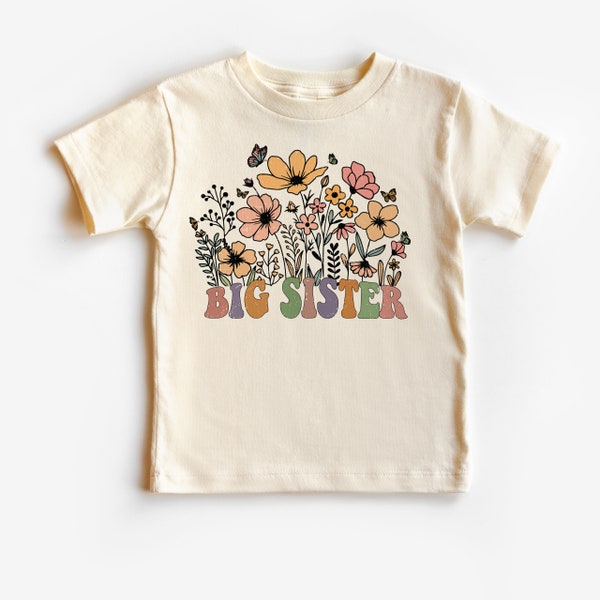 Big sister wildflower shirt, promoted to big sister top,  sweet big sister gift, sisters sibling shirts, pregnancy announcement kids shirts