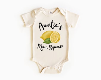 Auntie’s main squeeze one piece romper, nephew niece gift, pregnancy announcement one piece, baby reveal top, new infant short sleeve romper