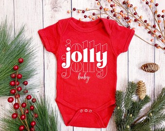 Jolly Christmas baby bodysuit and kids shirt, red onepiece Christmas outfit, pregnancy announcement, Christmas gift baby, toddler and kid
