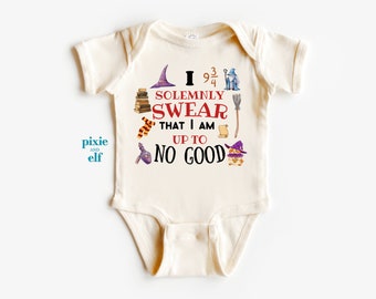 I solemnly swear I’m up to no good baby one piece, future wizard baby bodysuit, magic and dark academia baby onepiece, new baby announcement
