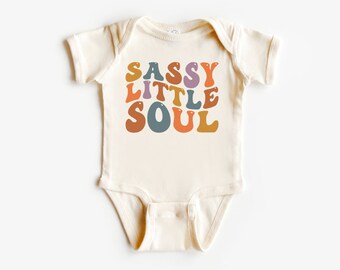 Body Sassy Little Soul para bebê, presente para recém-nascido, body para sobrinha, peça única para bebê, presente para chá de bebê, macacão e camisa retrô para bebê