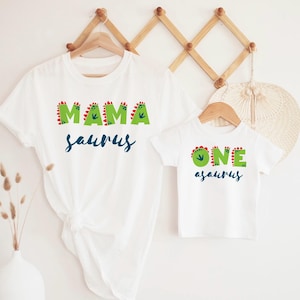 One asaurus Birthday family T Shirt, First birthday dinosaur bodysuit, Mamasaurus daddysaurus shirt, Dinosaur themed first birthday outfit