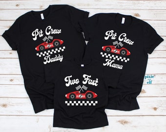 Two fast birthday black shirt, family pit crew second birthday outfit, matching family birthday tee, racecar shirt, two fast two curious top