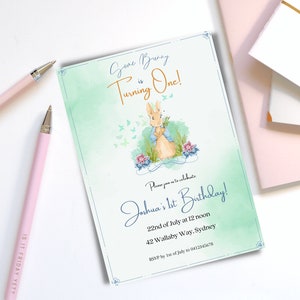 Peter Rabbit Invitation, birthday invitation, editable template,