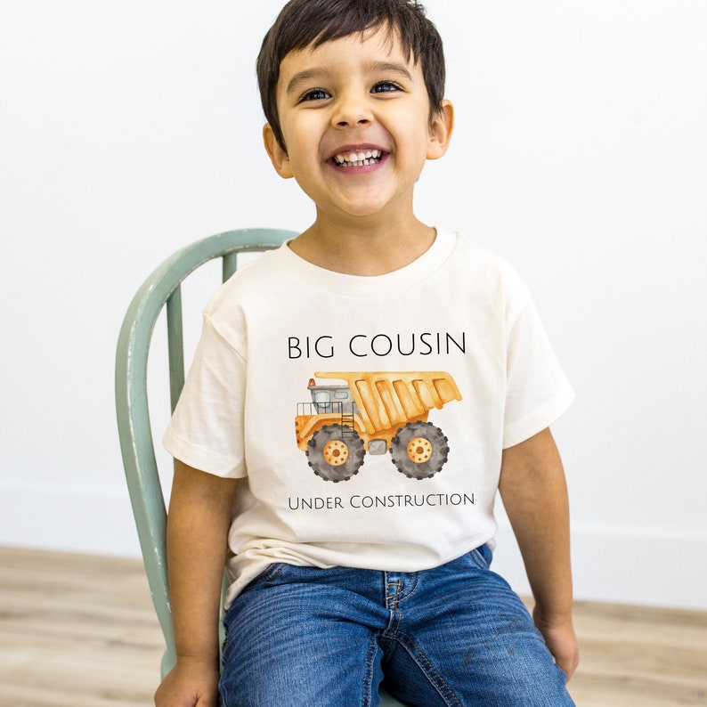 Big Cousin Under Construction T-Shirt, Promoted To Big Cousin, Pregnancy announcement, Digging it big Cousin cotton shirt, excavator tee image 4