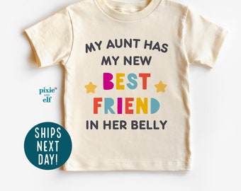 Chemise ma tante avec ma meilleure amie dans son ventre, t-shirt grand cousin, body promu grand cousin, faire-part de grossesse, chemise nièce neveu