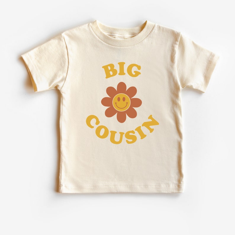 Big Cousin T shirt with flower, promoted to big Cousin tee, soon to be a big cousin, pregnancy announcement shirt, retro cousin t shirt image 6