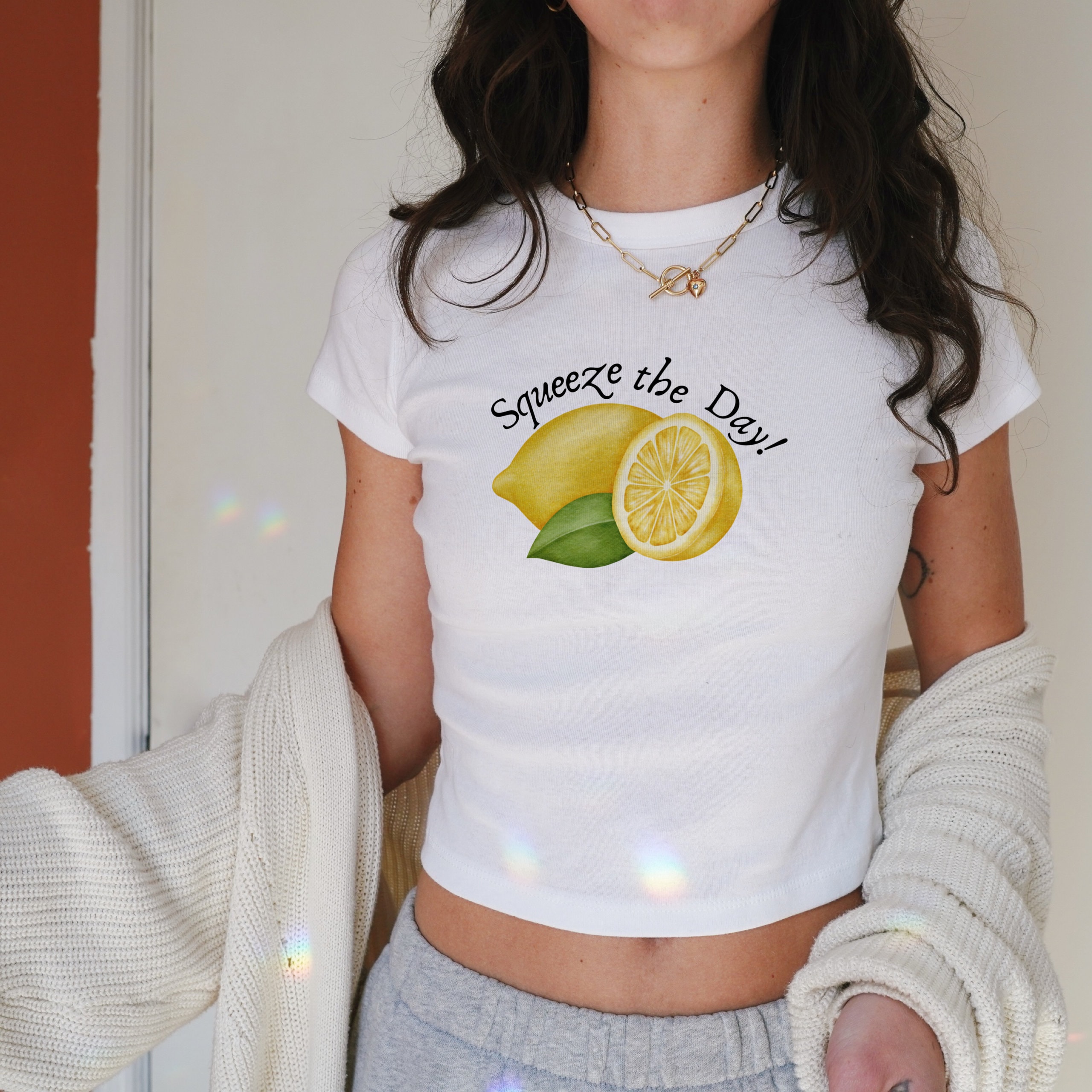 Squeeze the Day Lemons Baby Tee, Kids Tees for Adults, Retro Y2k