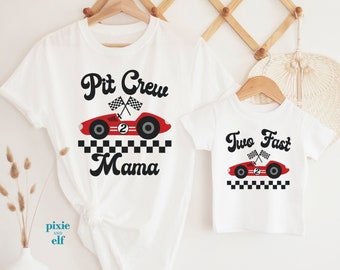 Two fast birthday shirt, family pit crew second birthday outfit, matching family birthday tee,   racecar shirt, two fast two curious top