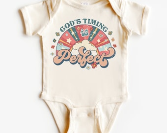 God’s timing is perfect romper, Christian baby announcement top, proverbs baby tee, bible verse shirt, pregnancy reveal one piece