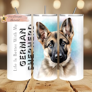 Dog Tumbler Wrap German Shepherd Digital Download Animal Print Tumbler Wrap 20oz Sublimation Design Template Instant Download PNG File