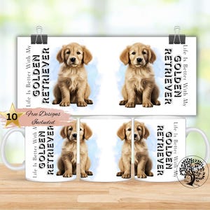 Dog Mug Wrap Golden Retriever Mug Wrap Sublimation Mug Wrap Design Instant Download Animal Mug Wrap PNG 11oz 15oz
