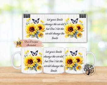 Sunflower Mug Wrap: Inspirierendes Sublimationsdesign (Digitaler Download)