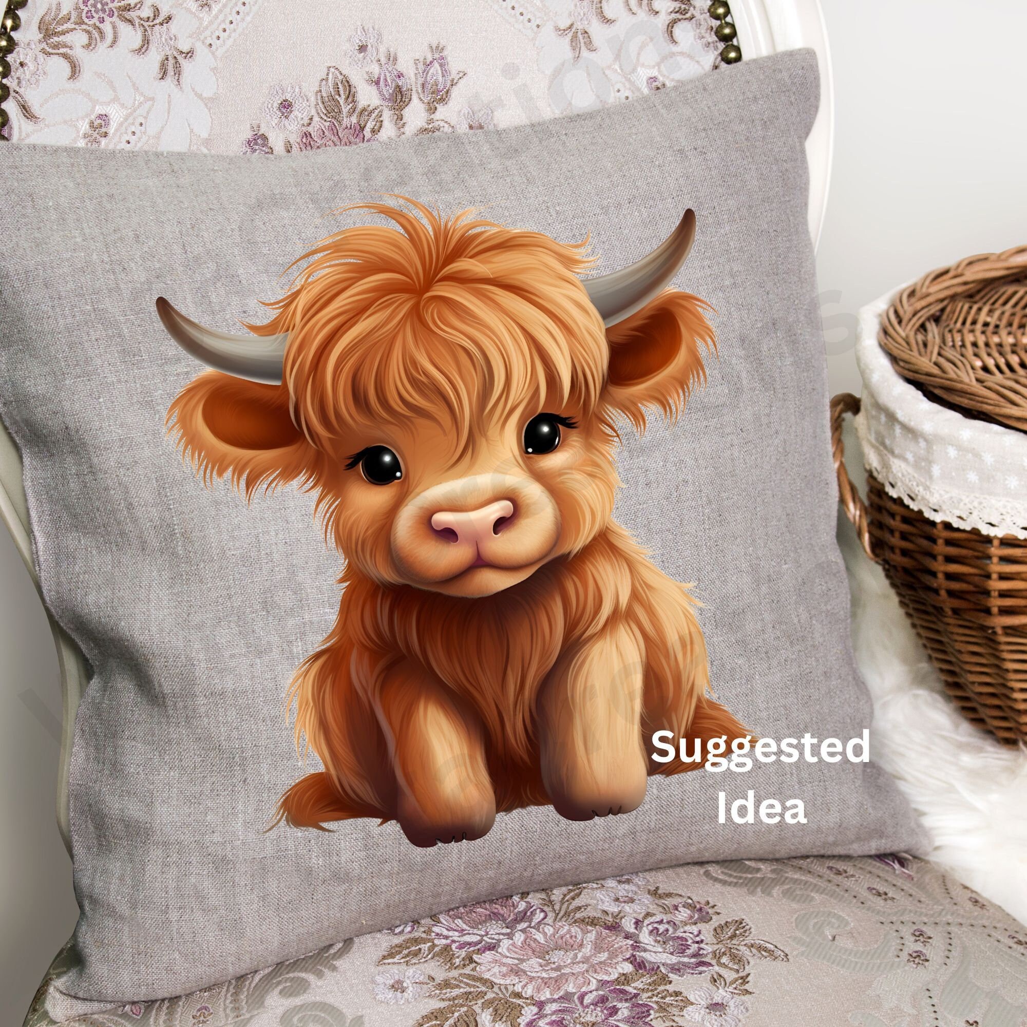 Cute Highland Cow Watercolor Clipart – PNG, Farm Animal (digital ...