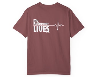 Koszulka My Redeemer Lives Comfort Colors: Koszulka z chrześcijańskimi pismami świętymi