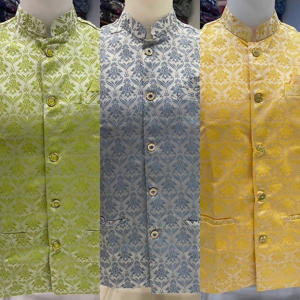 Neueste Seide Ärmellose Koti für Herren Kurta Hochzeitskleidung Koti Weste | Ramadan, Eid, Hochzeit, Shaadi Jacke Modi Jacke Kostenloser Versand