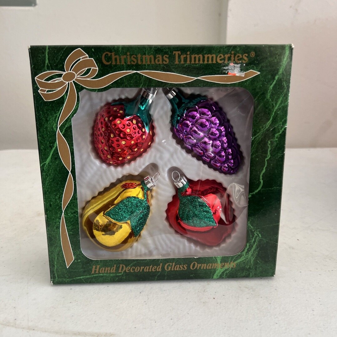 4 Glass Fruit Ornaments by Bradford Christmas Trimmeries Hand Etsy