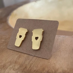 Coffee Cup| Gold Tone Coffee| Coffee Birthday earring Gift,