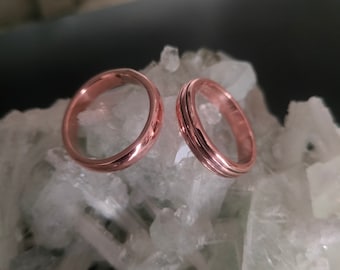 Pure Copper Wedding Band, Copper Wood Ring ,Red Copper Ring ,Man Ring ,men's wood wedding band ,Gift Ring