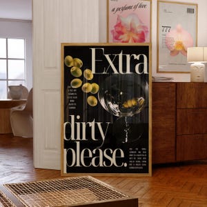 Dirty Martini Cocktail Recipe Art - Martini Poster Bar Cart Accessories Martini Print Signature Cocktails Martini Wall Art Cocktail Poster