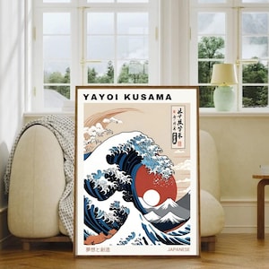 Yayoi Kusama Poster, Yayoi Kusama, Great Wave Print, Japandi Wall Art, Yayoi Kusama Print, Japanese Wall Art, Digital Download