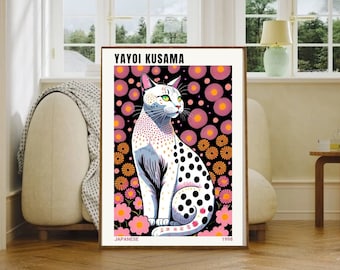 Yayoi Kusama Cat Print: Japanese Wall Art (Digital Download)