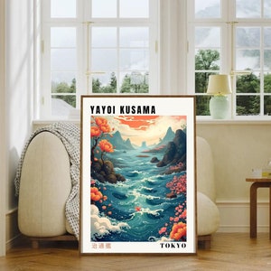 Yayoi Kusama Poster, Yayoi Kusama, Wave Print, Japandi Wall Art, Yayoi Kusama Print, Digital Download