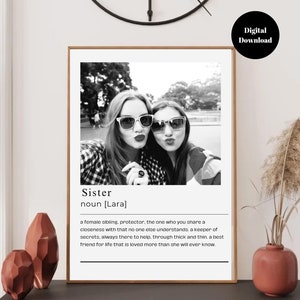 Personalised Sister Definition Print, Wall Art Print, Sister Gift, Sister Print, Photo Definition Print, Quote Print, Custom Gift with Photo