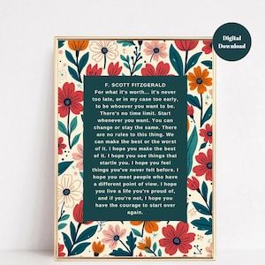 F. Scott Fitzgerald Quote Print: Inspirational Wall Art (Digital Download)