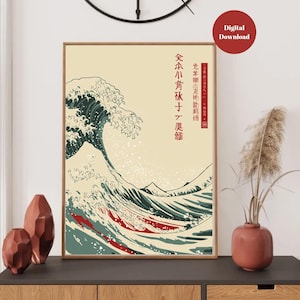 Katsushika Hokusai Poster, The Great Wave Japanese Wall Art, Exhibition Gallery Wall, Hokusai Prints as Japanese Poster, Japandi Poster