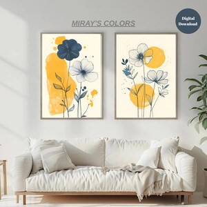 Boho Floral Line Art Prints: Neutral Earth Tone Botanical Set (Digital Download, Set 2 )