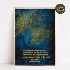 Brene Brown Art Print, Brene Brown Authenticity Quote Printable, Therapy Office Decor, Mental Health Poster, Blue Wall Art Print