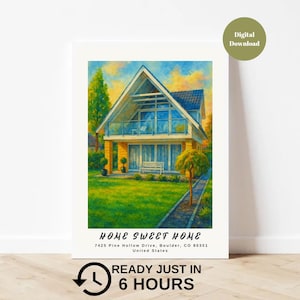 Benutzerdefinierte Aquarell Haus Porträt, Haus Malerei, Housewarming Geschenk, unser erstes Zuhause Zeichen, Home Sweet Home Zeichen, Aquarell Haus, Makler Geschenk