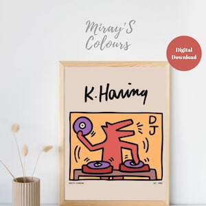 Keith Haring DJ Dog Print: Pop Art Exhibition Poster (Digital Download)