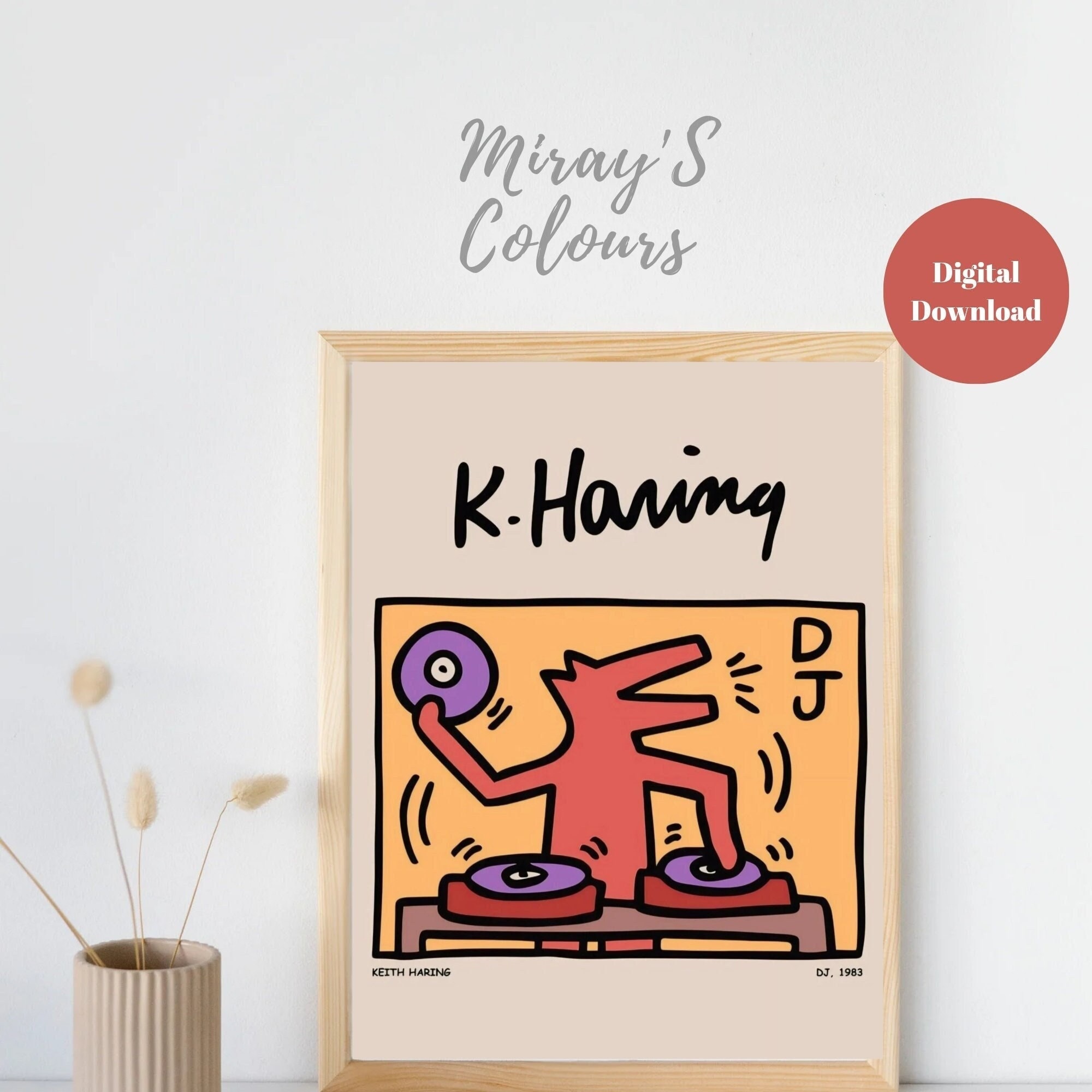 Keith Haring DJ Dog Print: Pop Art Exhibition Poster (digital