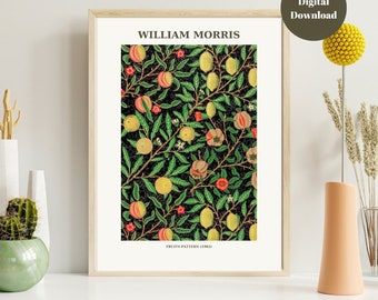 William Morris Exhibition Poster with Fruit Pattern Art Nouveau, Home Decor Wall Art