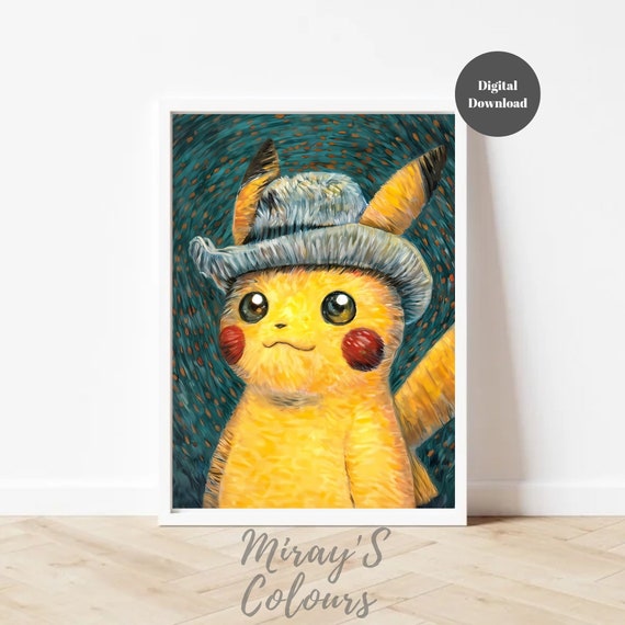 ゴッホピカチュウ　ジクレー　Van Gogh Giclée Pikachu Details of the Pokémon/Van Gogh art museum crossover are