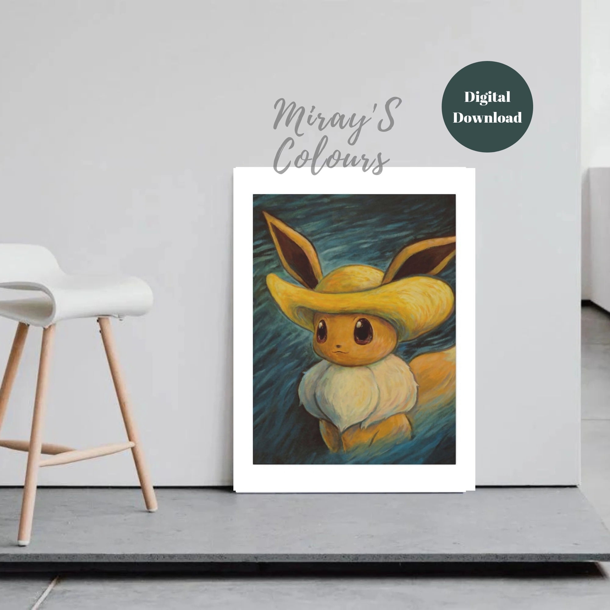 Pokémon Van Gogh Print, Eevee Artwork, Eevee Print, Pokemon Artwork ...