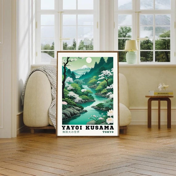 Japanese Garden Art Print, Modern Minimalist Japanese Poster, Boho Neutral Wall Decor