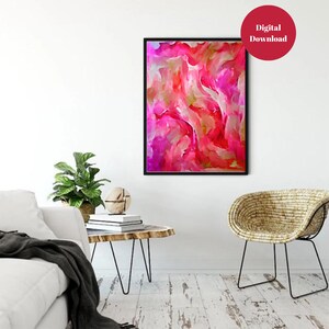 Colorful Pink Abstract Art Printable Wall Art Painting Downloadable Art ...