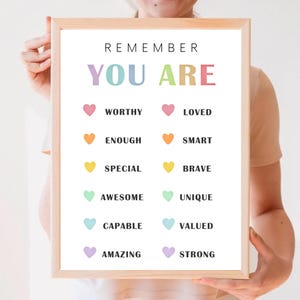 Dingen om te onthouden, therapiekantoorinrichting, positieve affirmaties, angstverlichting, kalmerende hoek, schoolpsychologie, CGT, digitale download